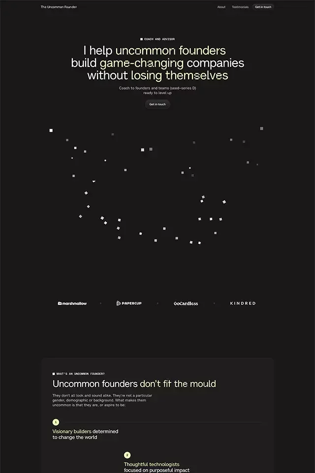 The Uncommon Founder landing page