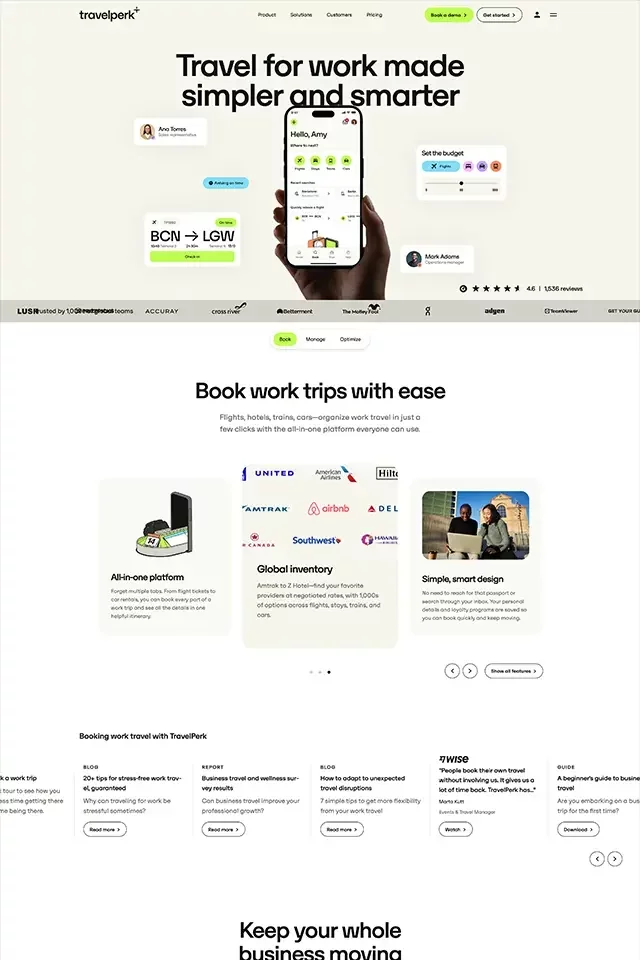 Travelperk landing page