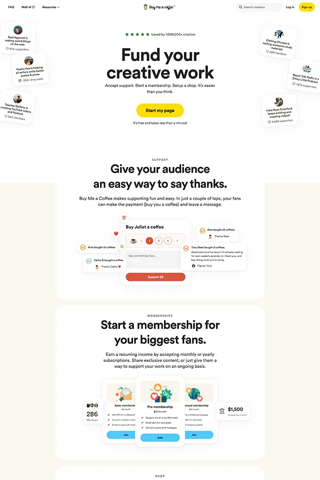 Buy Me a Coffee landing page