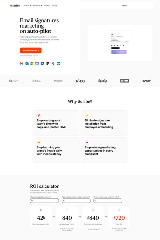 Scribe landing page