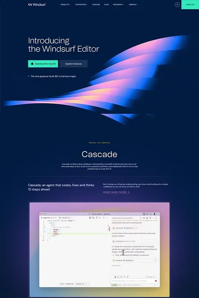Windsurf landing page