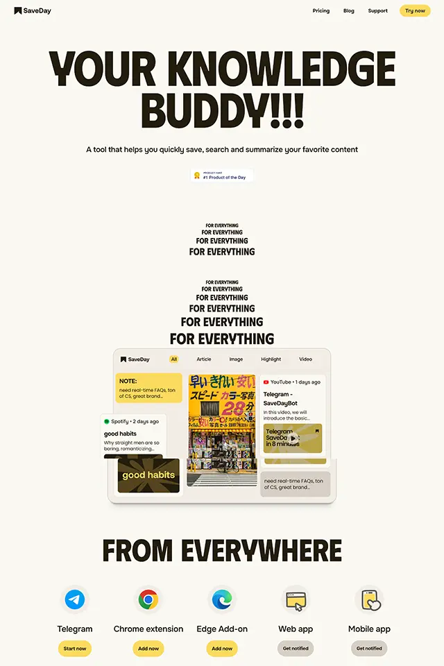 SaveDay landing page