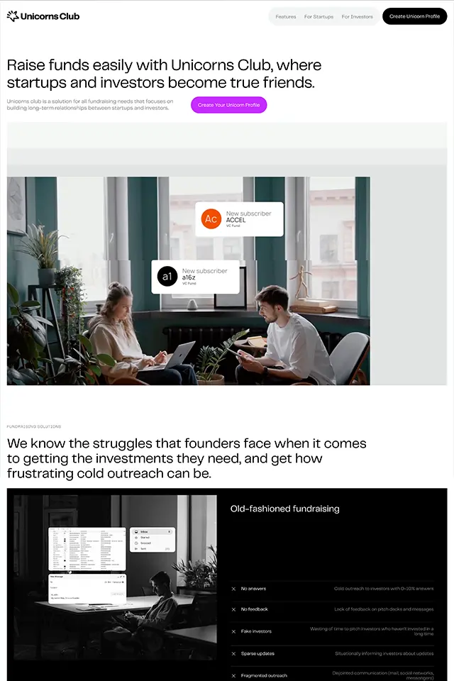 Unicorns Club landing page