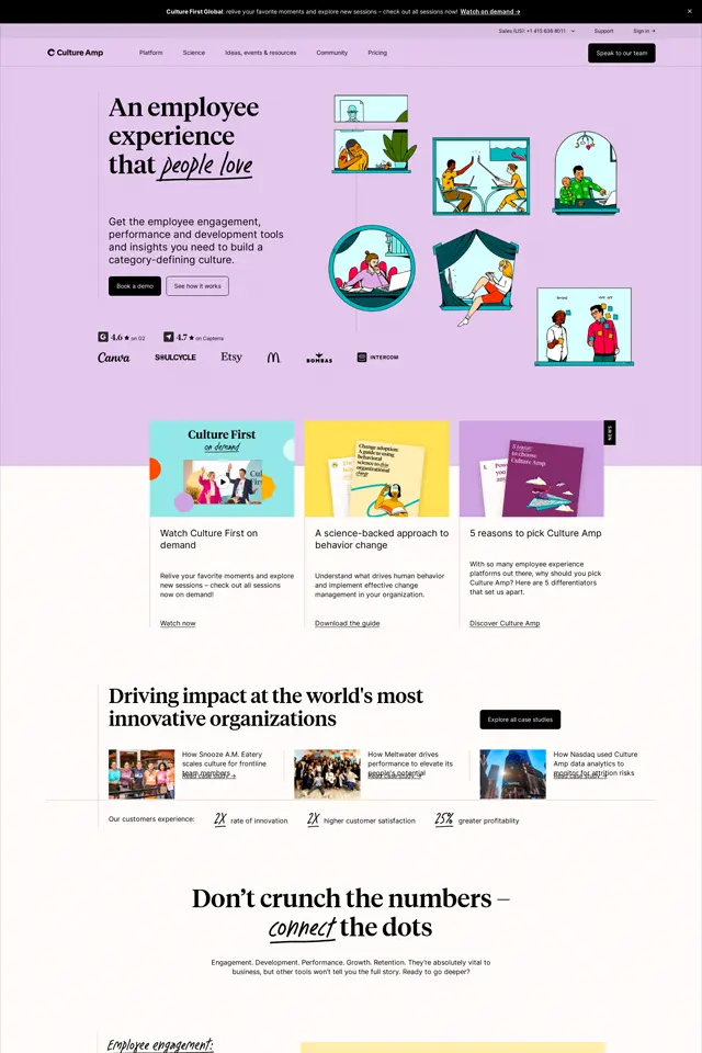 Culture Amp landing page