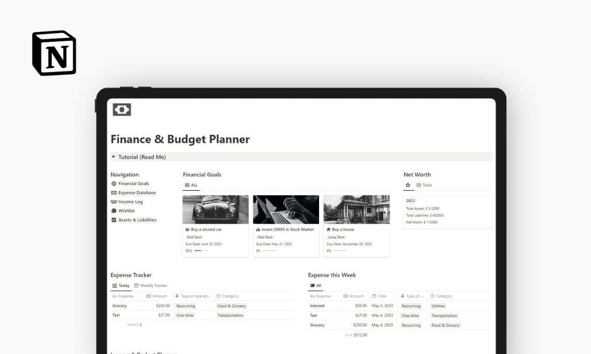 Budget planning  Notion Template