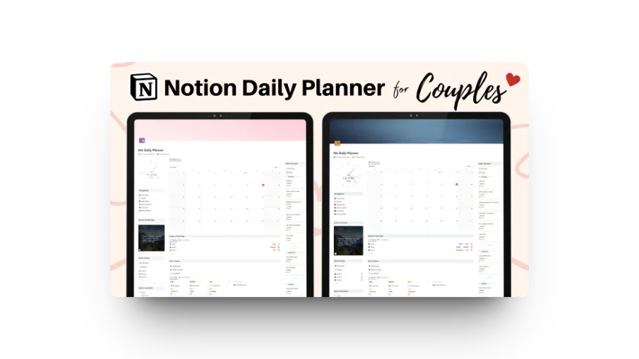 cute couple planner for notion