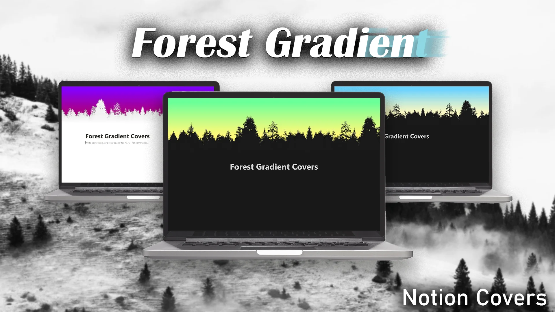 forest gradient cover pack for notion templates