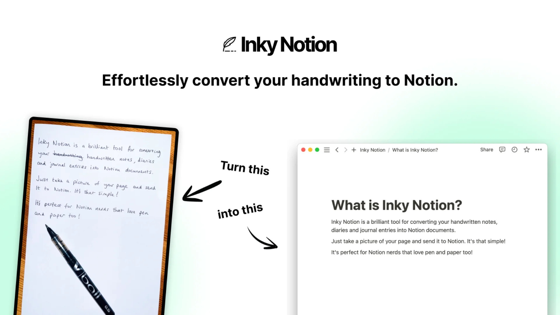 Effortlessly move your handwritten notes to Notion pages