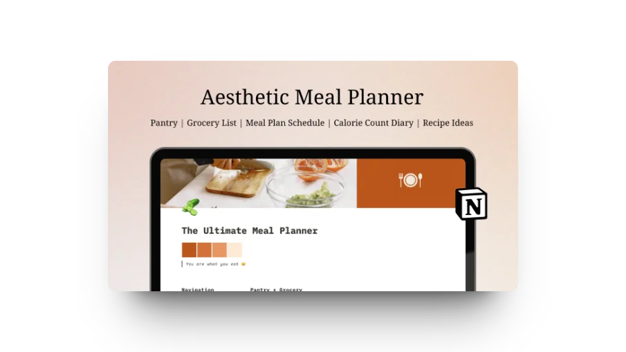 cute and aesthetic meal planner notion cover