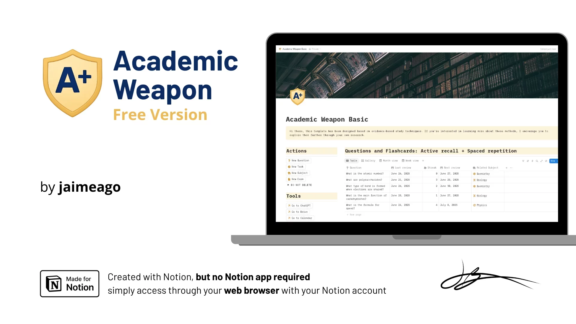 Academic Weapon Basic - Notion Study Template