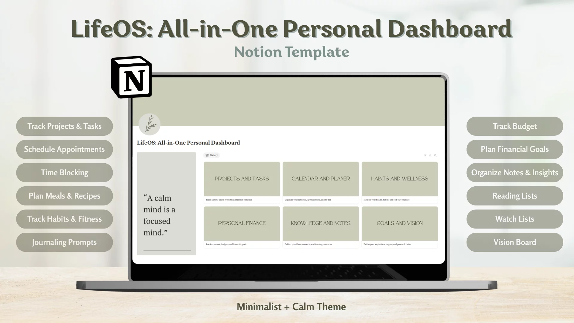 LifeOS: All-in-One Personal Dashboard Notion Template