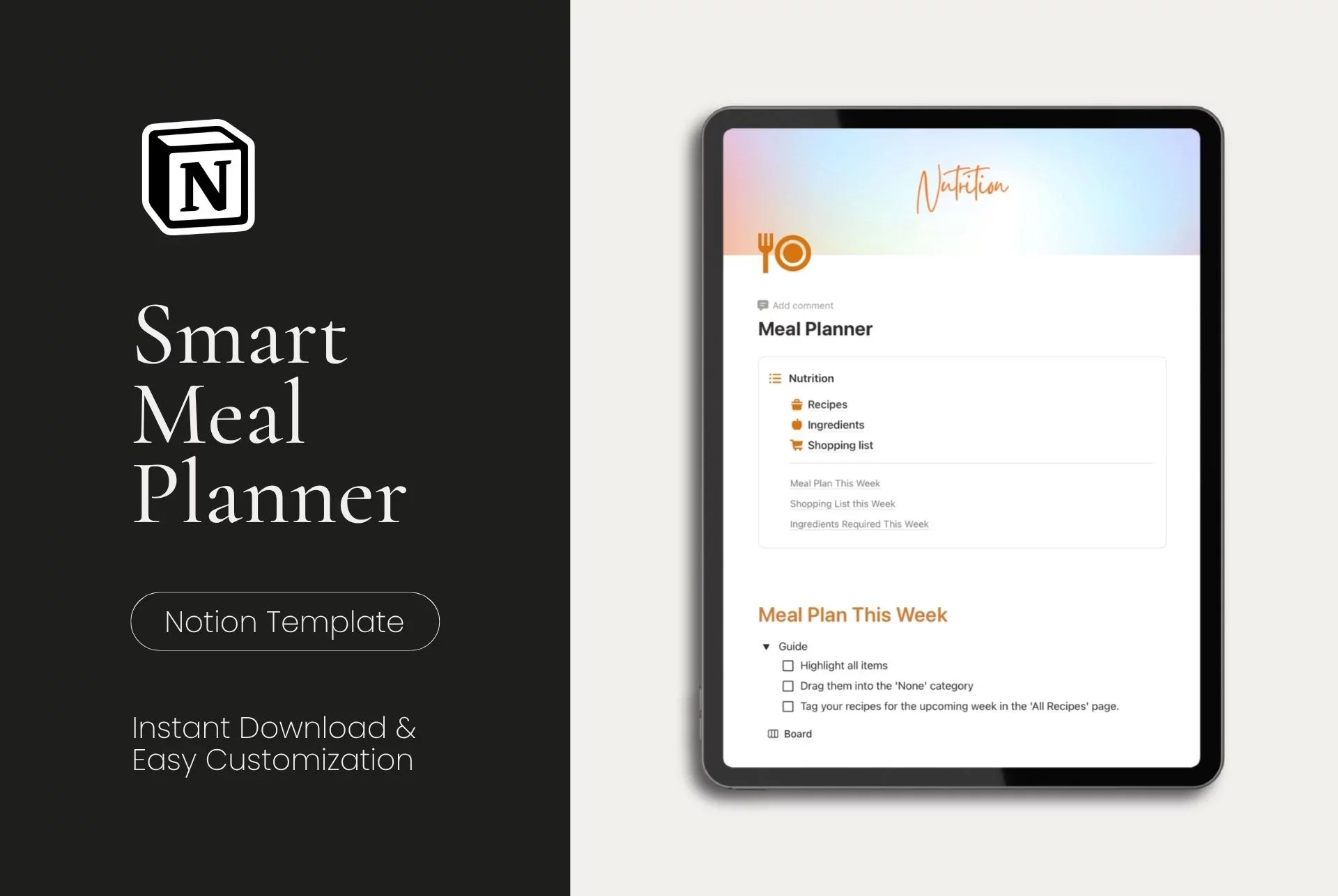 Notion Personal Meal Planner & Recipe Tracker