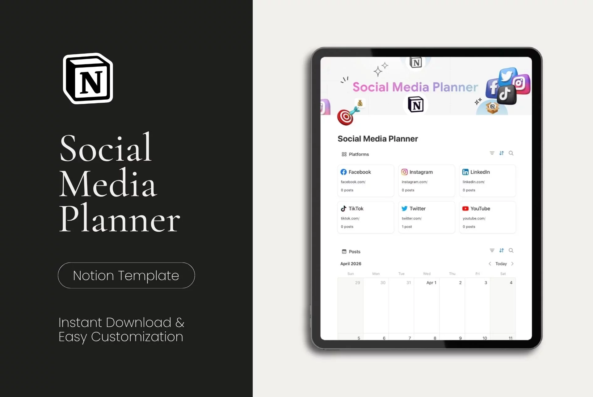 Notion Social Media Management Planner