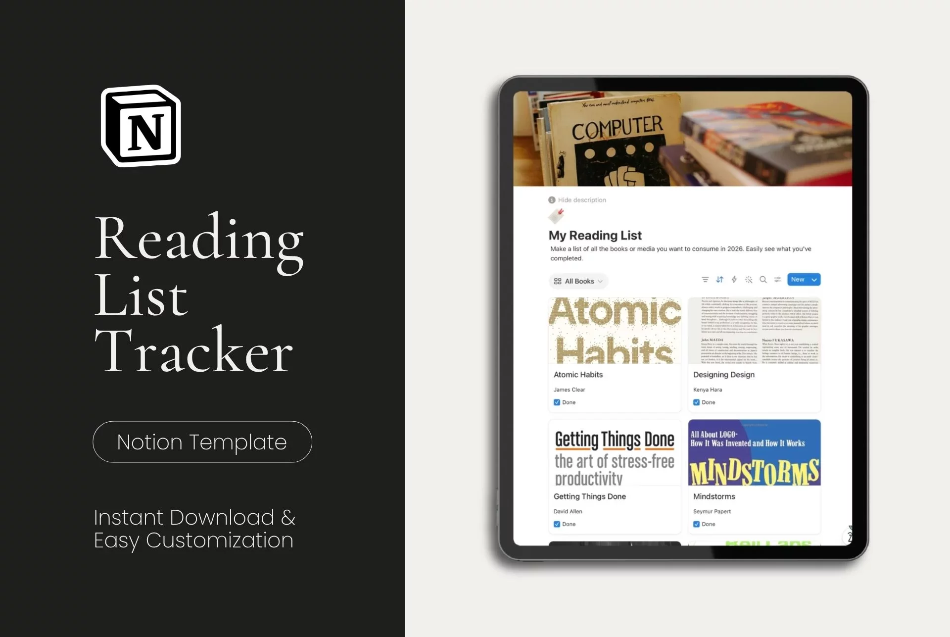 Notion Reading List & Book Tracker Template