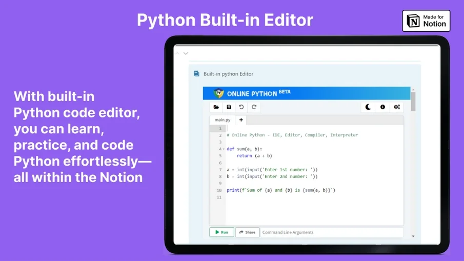 Python in 15 Tagen - Schnelles Lernen mit Notion Template