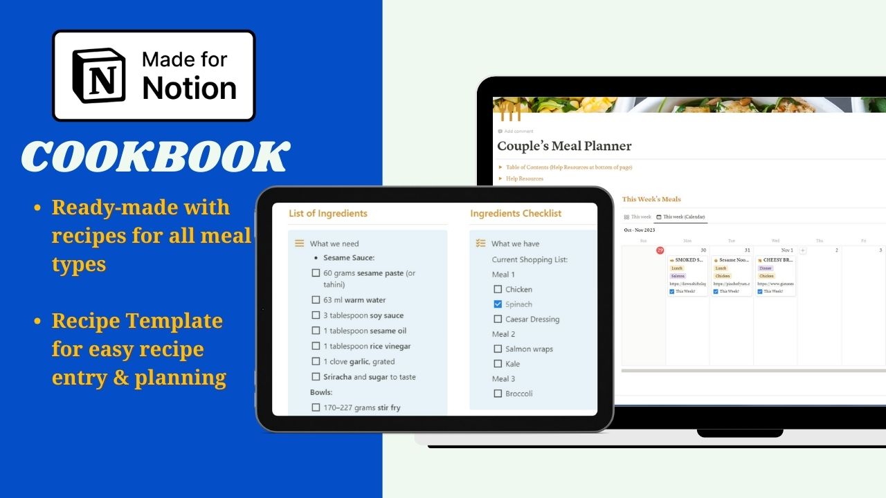 Couple's Meal Planner with Cookbook