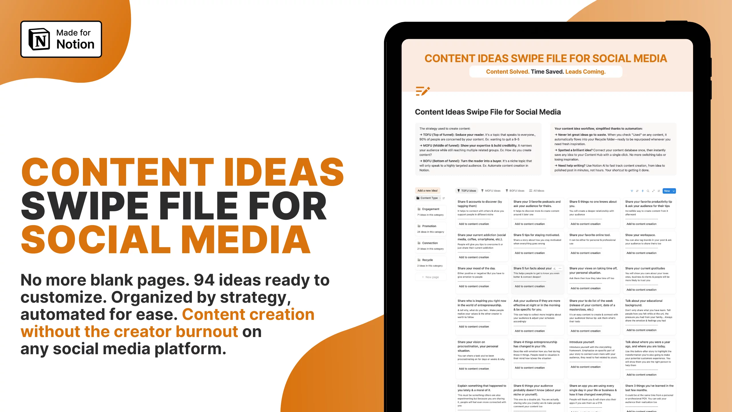 Content Ideas Swipe File for Social Media
