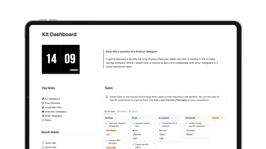 Interview Prep Kit for Designers - Dashboard Template