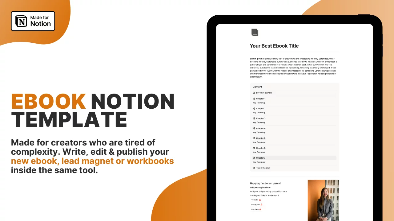 Ebook Notion Template - Ready to fill-in model