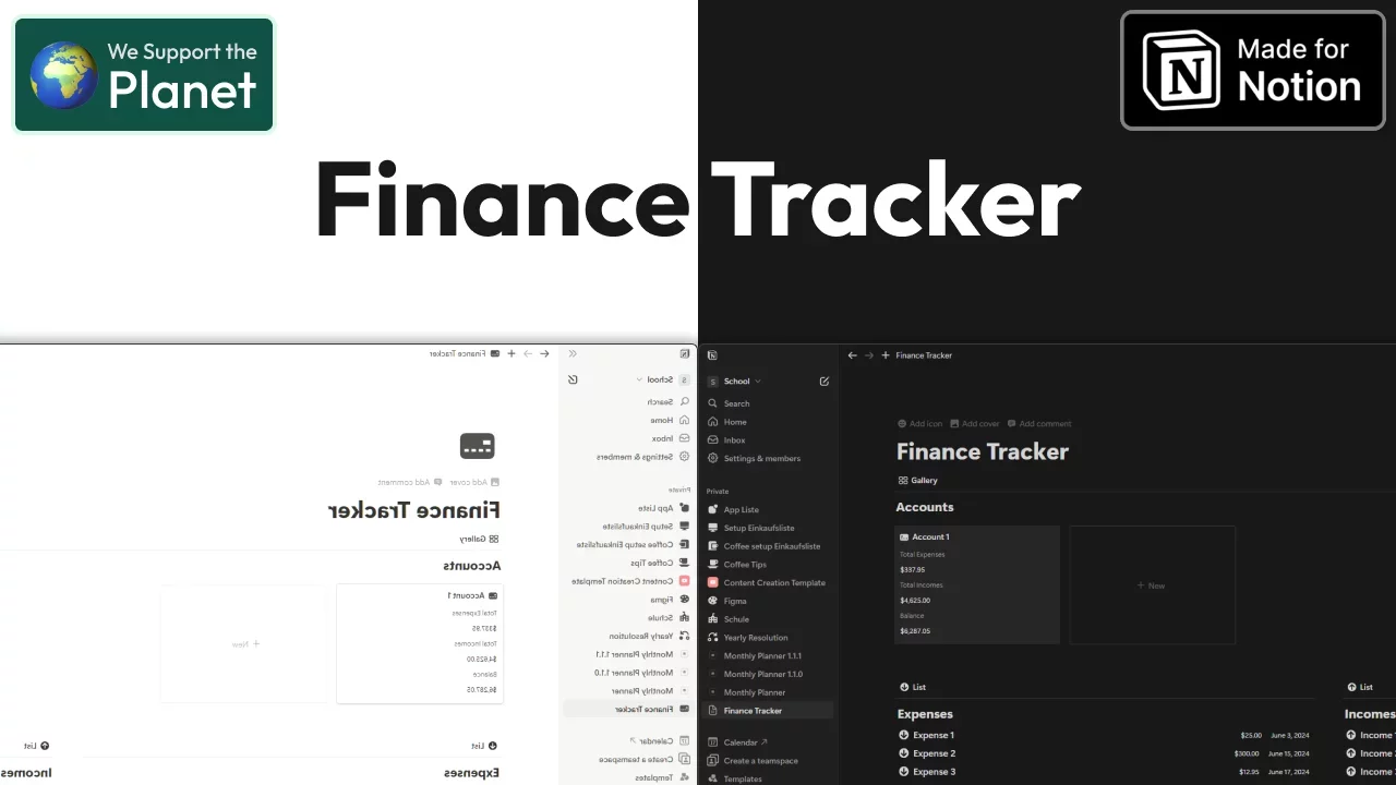 Finance Tracker | 40% of the money will be donated to the planet