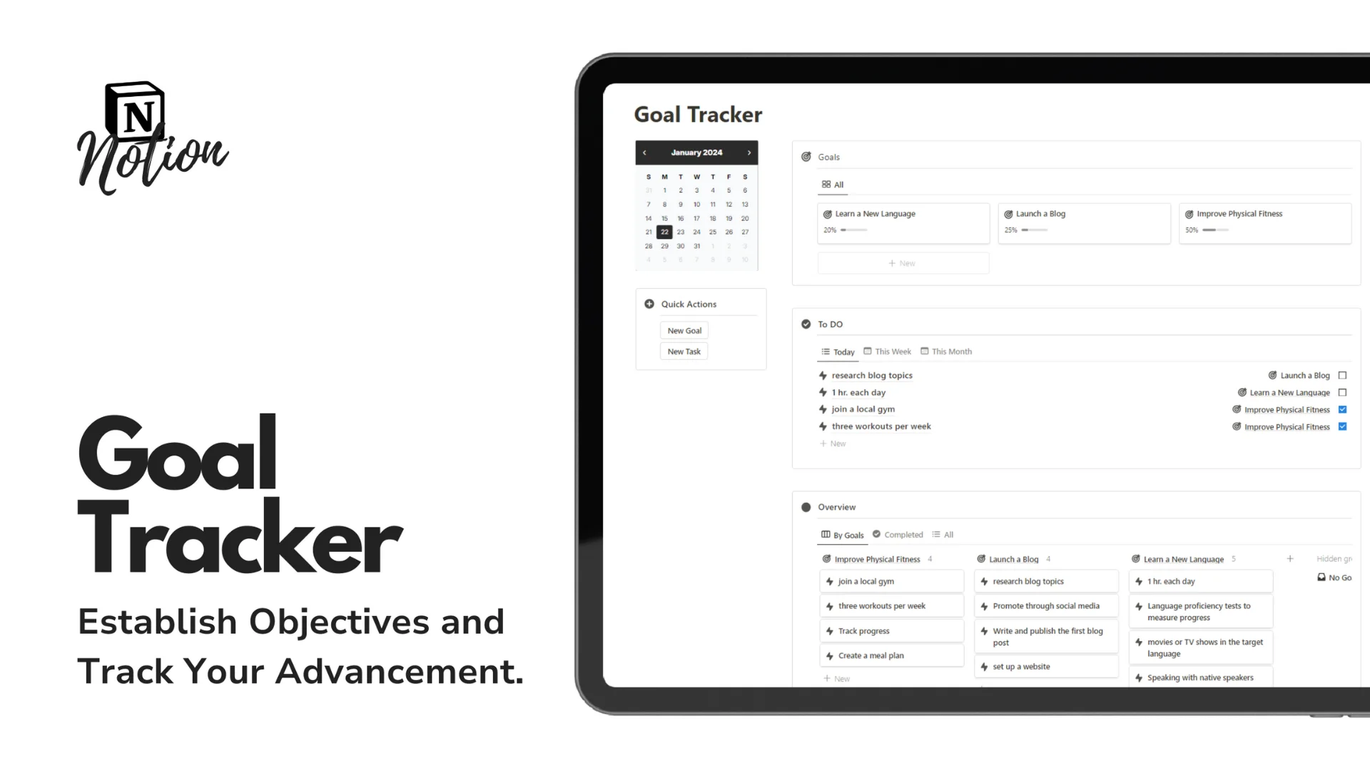 Notion Goal Tracker Personal Template
