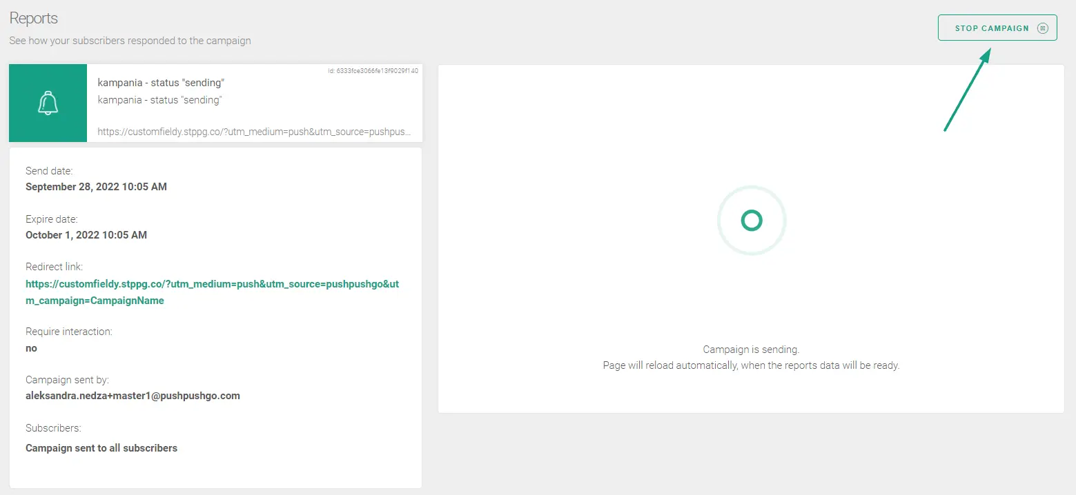 pushpushgo zatrzymanie kampanii push 