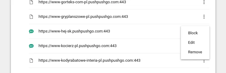 web push unsubscribe google chrome