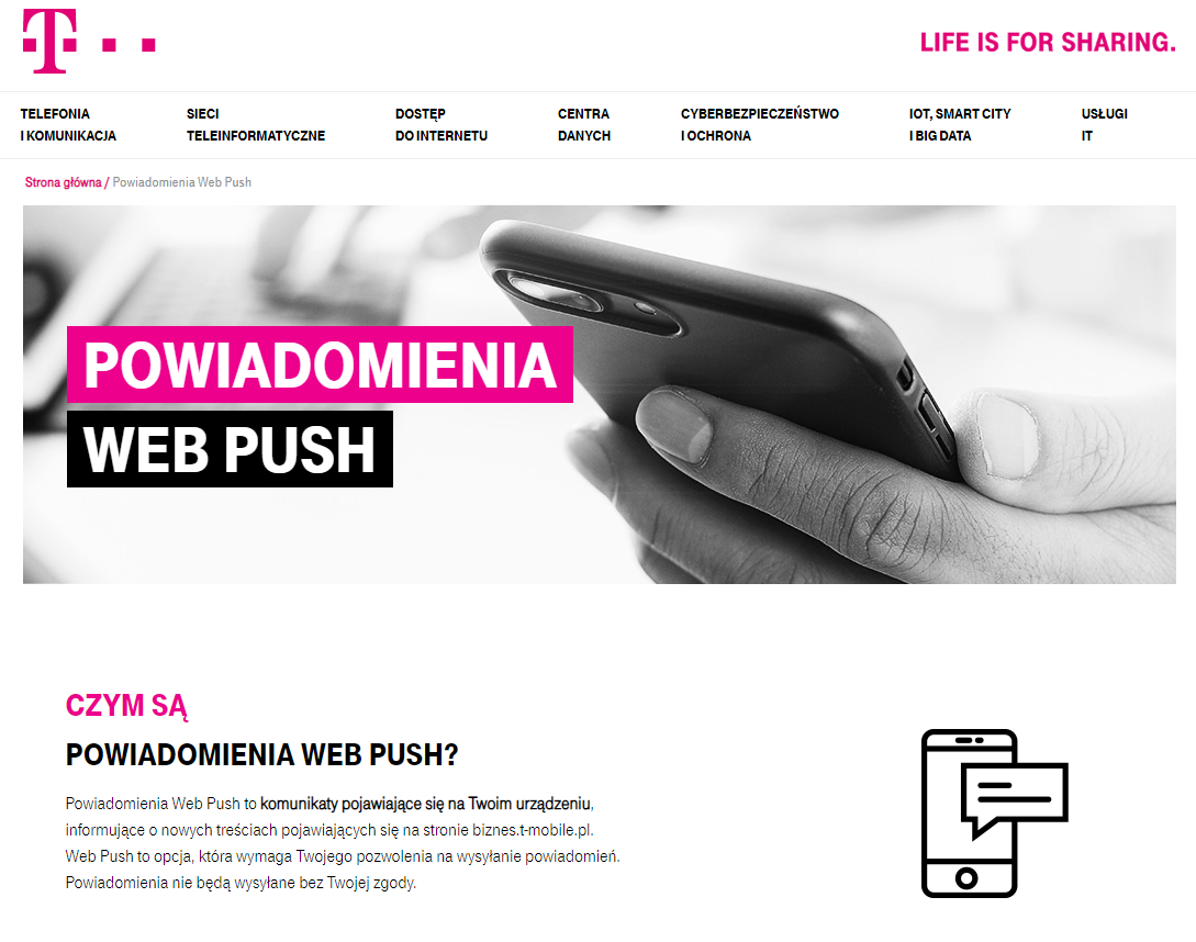 t mobile about web push