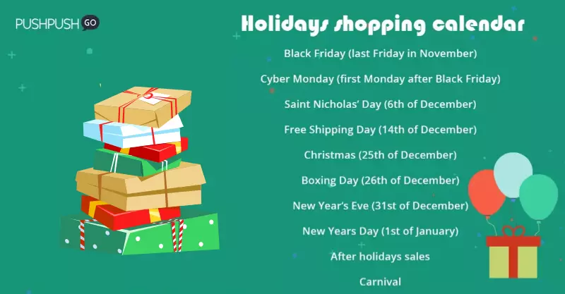 holidays shopping calendar