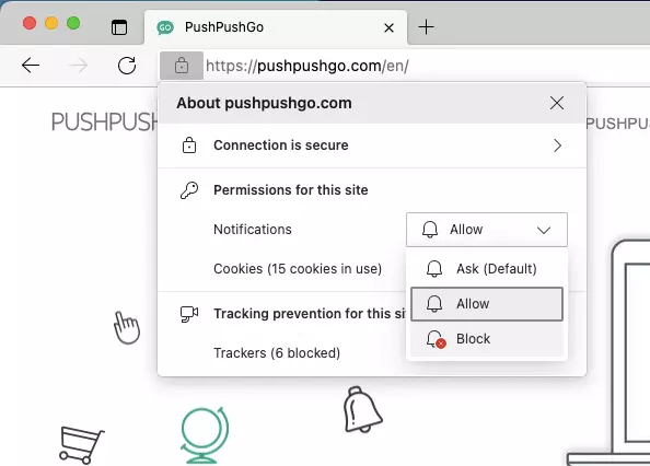 edge push notifications blocked