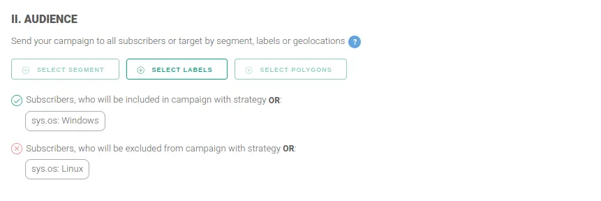 sending push campaigns targeted