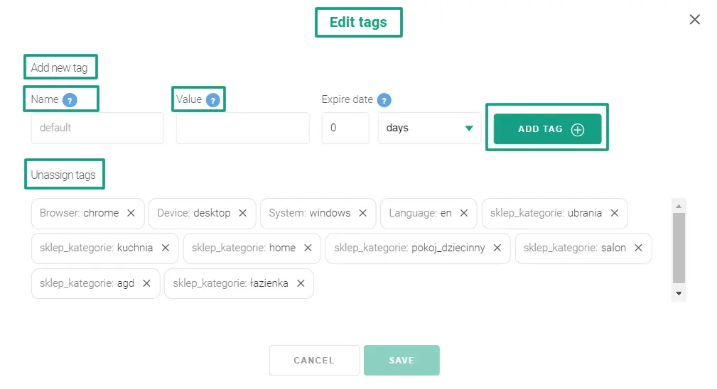 segmentacja push labels