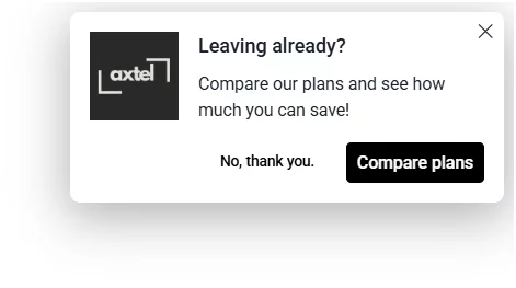 exit-intent popup compare plans