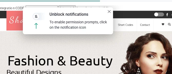 pop up alerting users how to sign up to push notifications