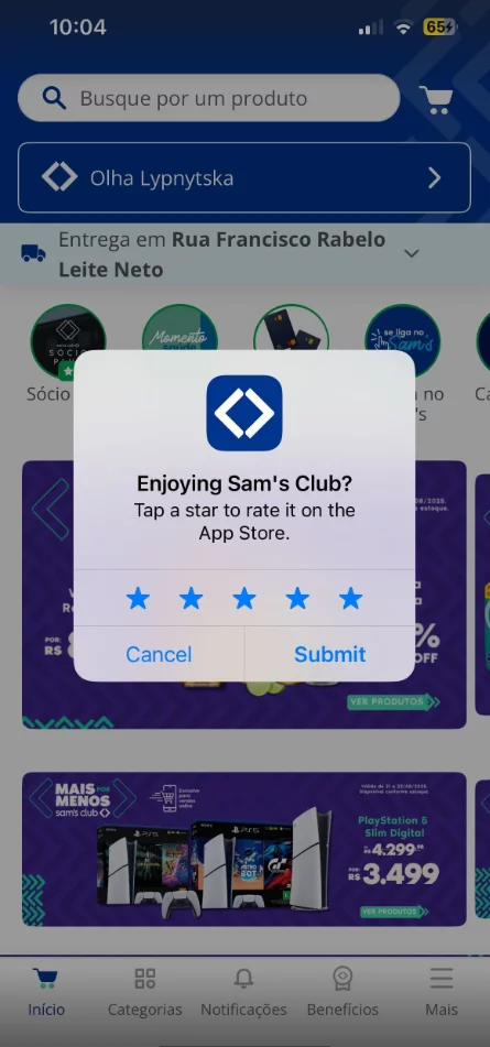 in app messaging - asking user opinion