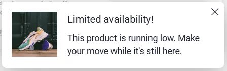 pop-up low stock item