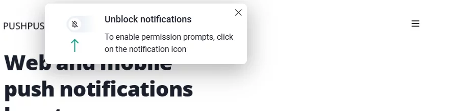popup unblock web push notifications