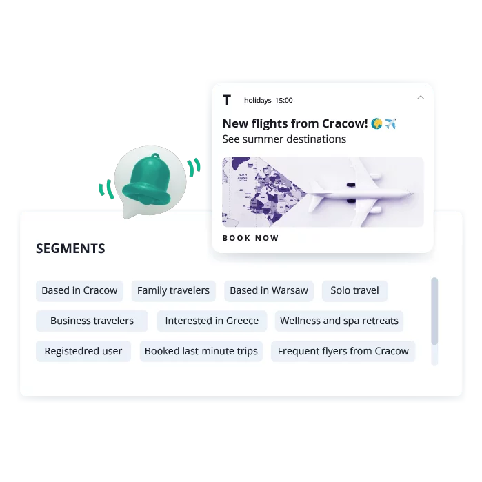 push notification for travel agency in app messaging