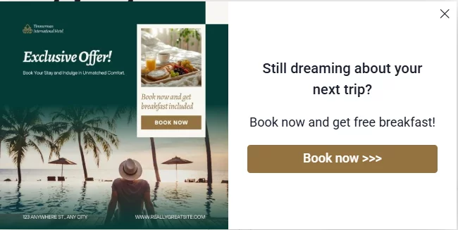 exit-intent pop-up hotel offer