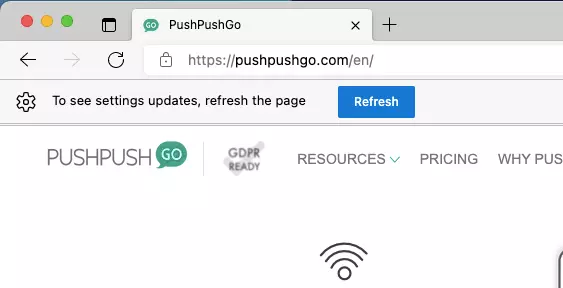 edge reset push notifications preferencies