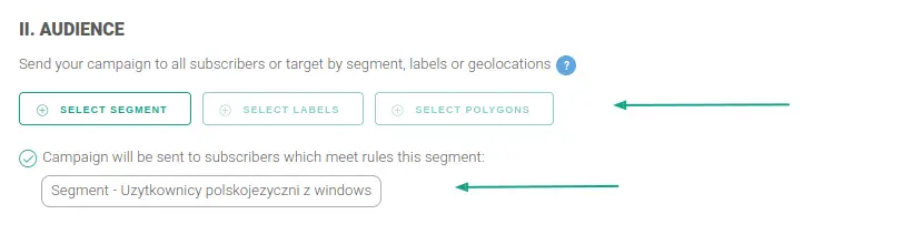 wysyłka kampanii push targetowanie segmentów