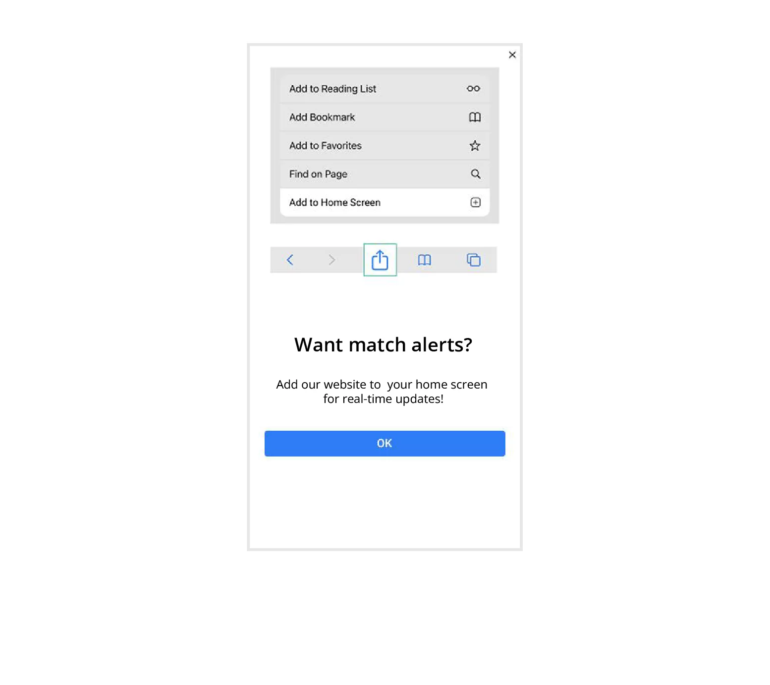 add the website to the homesreen web push notifications 