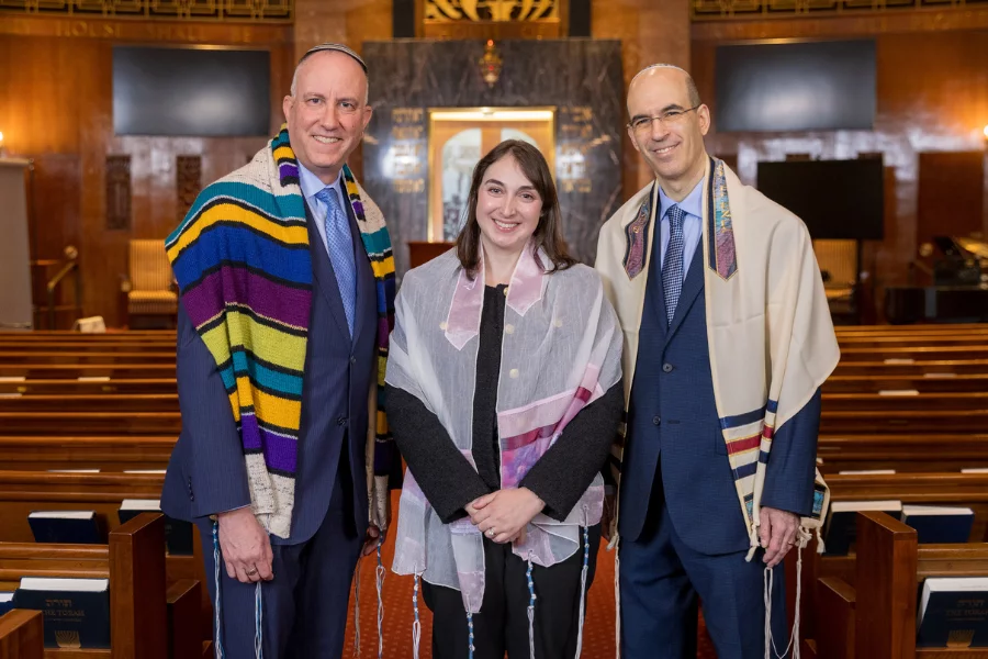 Temple Shaaray Tefila Aron HaKodesh open showing the Torah scrolls