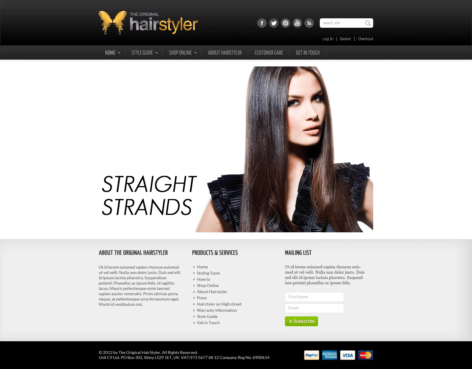 Homepage design