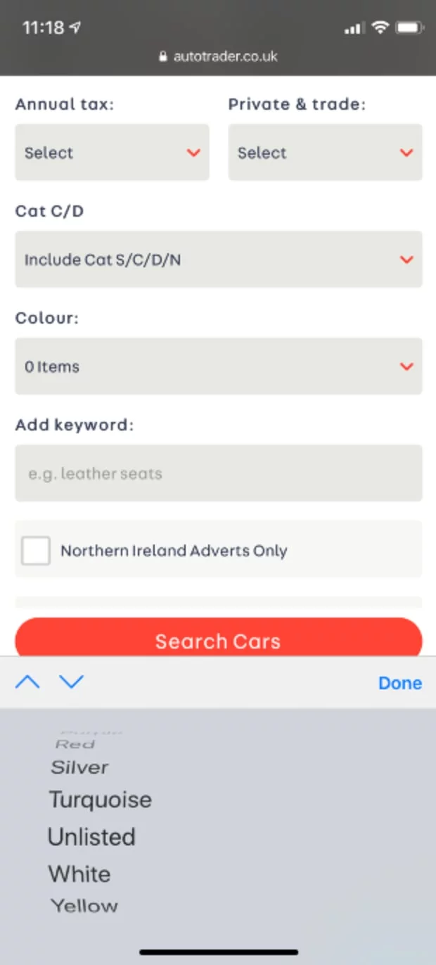 Difficult colour selection