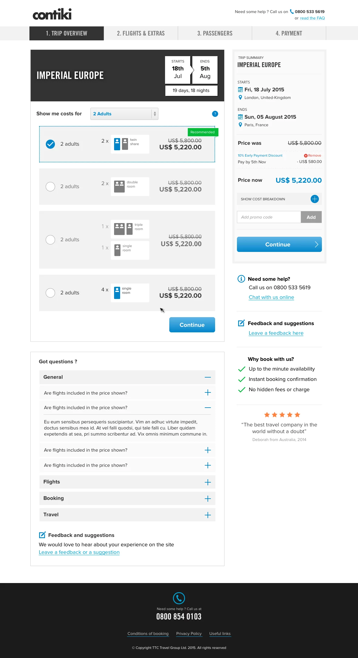 Booking engine Contiki white-label