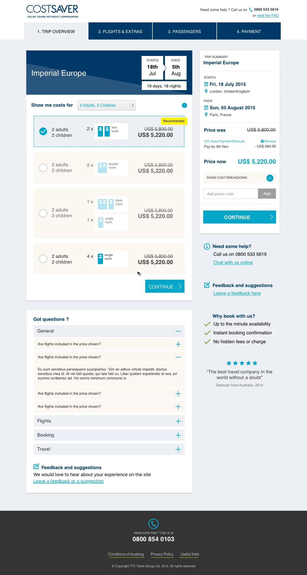 Booking engine CostSaver white-label