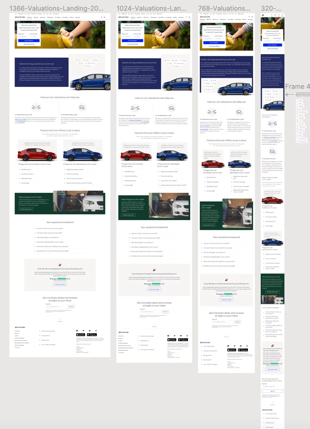 AutoTrader car valuation landing page