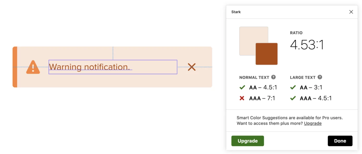 Notification component accessibility check