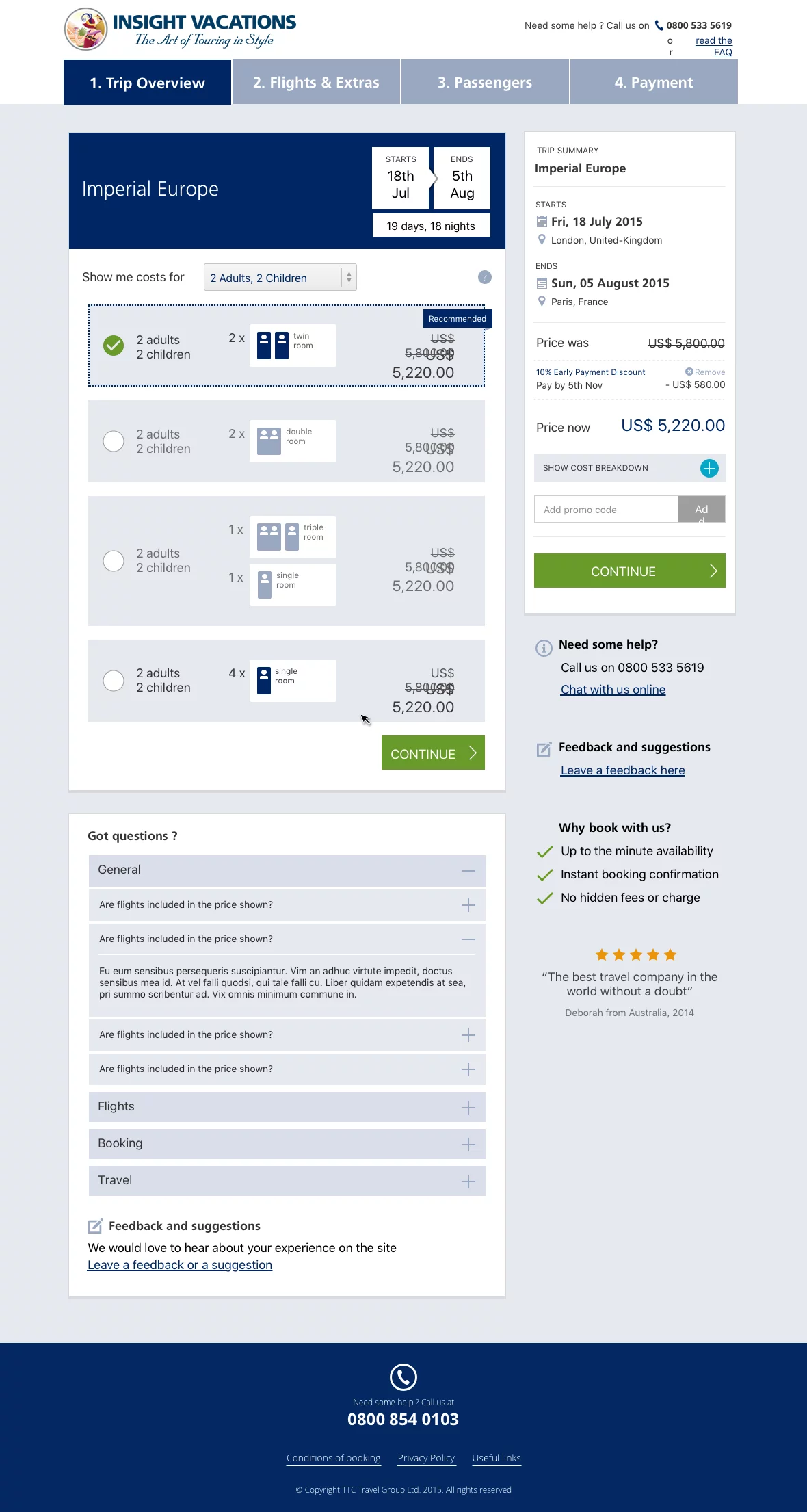 Booking engine Insights Vacations white-label